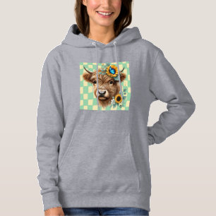 Sunflower Cow Png, Cute Highland Cow Hoodie