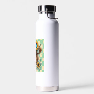 Sunflower Cow Png, Cute Highland Cow Water Bottle