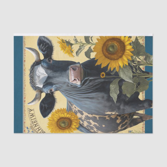 Sunflower Cow  Tissue Paper (Front)