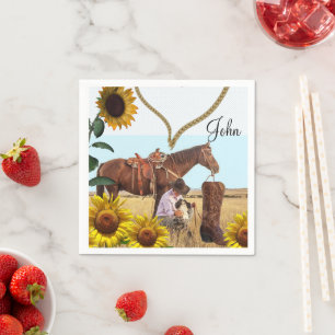 Sunflower Cowboy Horse Paper Napkins