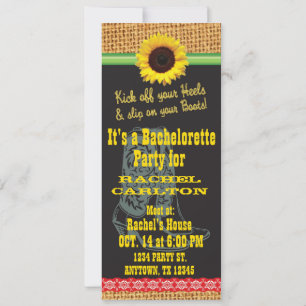 Sunflower Cowgirl Bachelorette Party Invitation