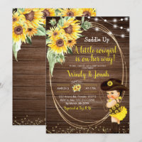 Sunflower Cowgirl rustic Blonde Girl Baby Shower I
