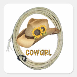 Sunflower Cowgirl Stickers