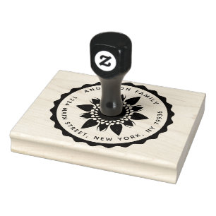 Sunflower, Create Your Own Family Name Rubber Stamp