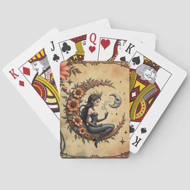 Sunflower Crescent Queen  Playing Cards (Back)