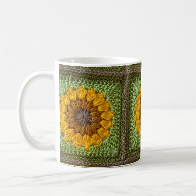 Sunflower Crochet Mug (Left)