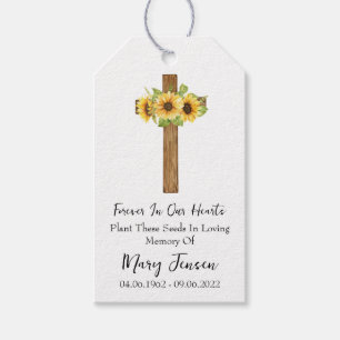 Sunflower Cross Memorial Funeral Seed Packet Gift Tags