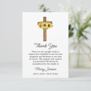 Sunflower Cross Sympathy Thank You Card