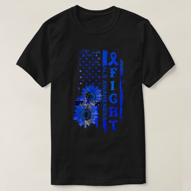Sunflower Crossing ALS Awareness T-Shirt (Design Front)