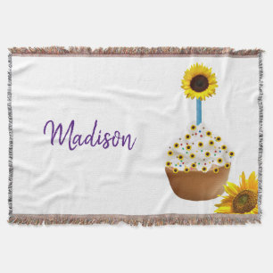 Sunflower Cupcake Throw Blanket