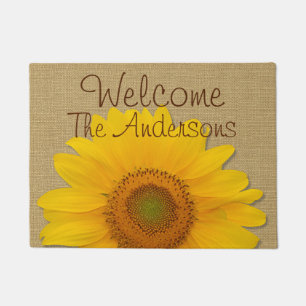 Sunflower Custom Country Burlap Doormat