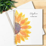 Sunflower Custom Name 2025<br><div class="desc">This floral planner is decorated with a yellow watercolor sunflower.
Easily customisable with your name and year. 
Original Watercolor © Michele Davies.</div>