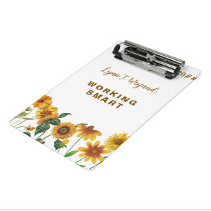 Sunflower Custom Name Bright Floral Mini Clipboard
