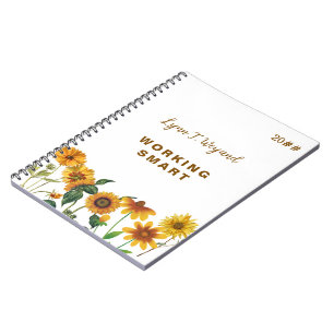 Sunflower Custom Name Bright Floral Notebook