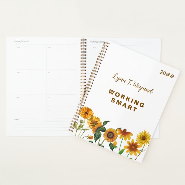 Sunflower Custom Name Bright Floral Planner (Display)