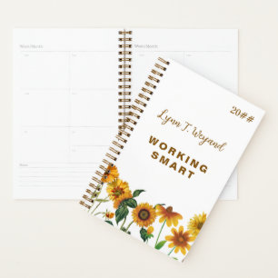 Sunflower Custom Name Bright Floral Planner