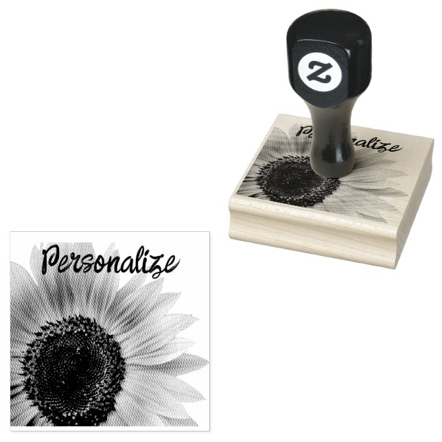 Sunflower Custom Rubber Stamp (Stamped)