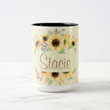Sunflower Customisable Name Mug 