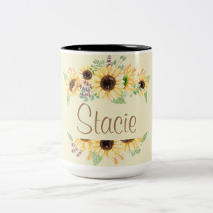 Sunflower Customisable Name Mug 