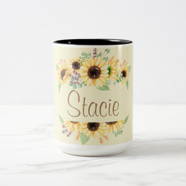 Sunflower Customisable Name Mug  (Center)