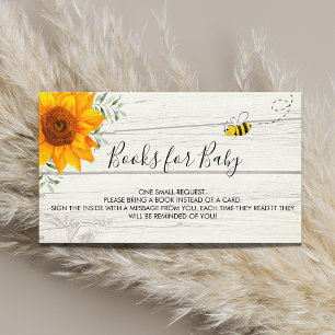 Sunflower cute bees rustic wood baby book request enclosure card