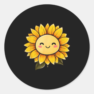 Sunflower Cute Floral Happy Flower Funny Graphic Classic Round Sticker