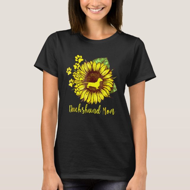 Sunflower Dachshund Mum Dog Mum Cool Present T-Shirt (Front)