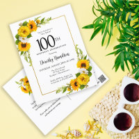 Sunflower Daisy 100th Birthday Party Invitation