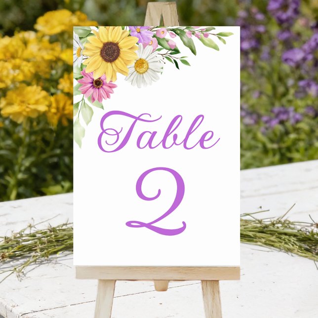 Sunflower Daisy Boho Floral Wedding Table Number (Creator Uploaded)