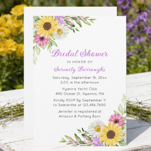 Sunflower Daisy Boho Garden Bridal Shower Invitation