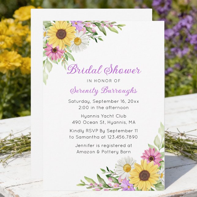 Sunflower Daisy Boho Garden Bridal Shower Invitation (Creator Uploaded)