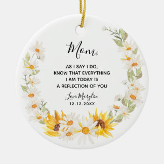 Sunflower & Daisy Wreath Mother of the Bride Ceramic Tree Decoration