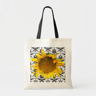 Sunflower Damask Bag with black