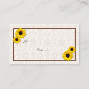 Sunflower Damask Floral Wedding Place Cards