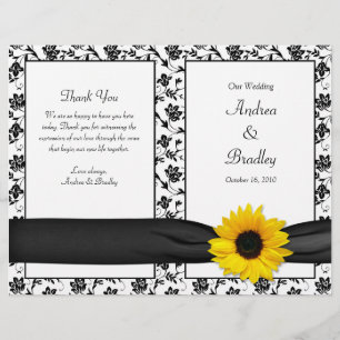 Sunflower Damask Floral Wedding Program