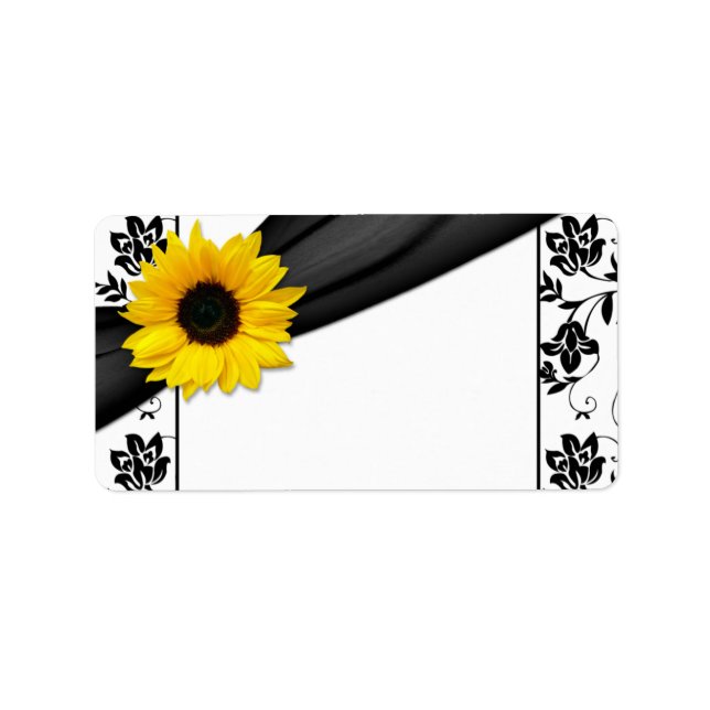 Sunflower Damask Wedding Blank Address Label (Front)