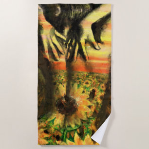 Sunflower Dancing Woman Beach Towel