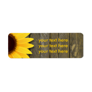 Sunflower Dark Wood Rustic Country Address Labels
