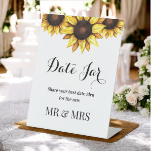 Sunflower Date Jar Wedding Pedestal Sign