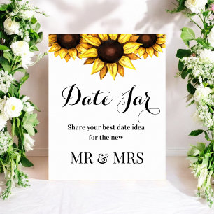 Sunflower Date Jar Wedding Sign Floral Poster