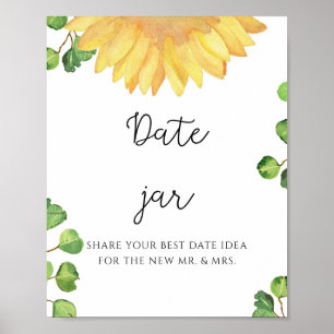 Sunflower date night ideas. Date jar bridal game Poster