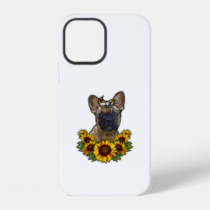Sunflower Decor Frenchie For Dog Lover Mum Dog Dad iPhone 12 Case
