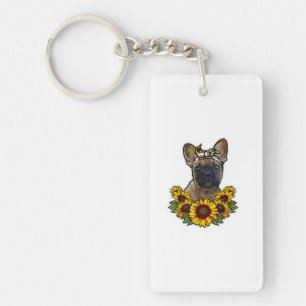 Sunflower Decor Frenchie For Dog Lover Mum Dog Dad Key Ring