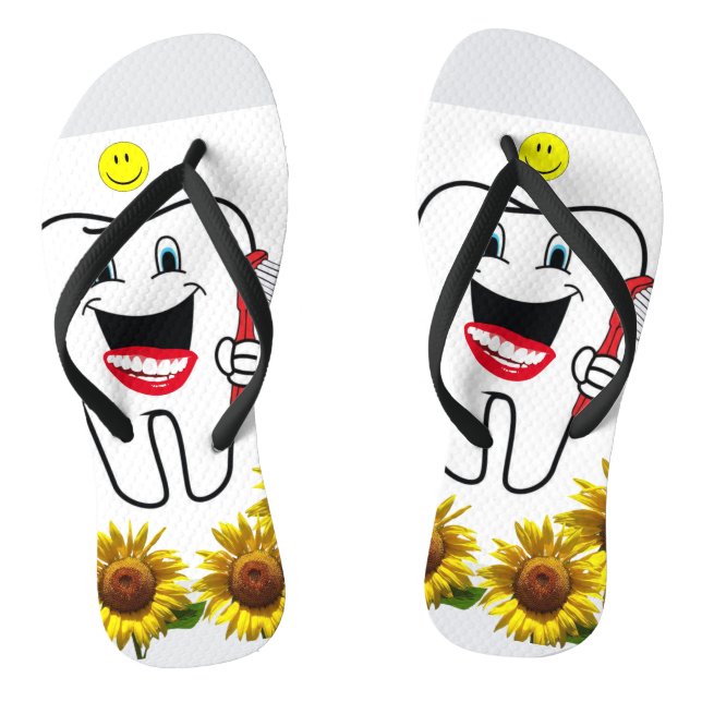 Sunflower Dentist Flip Flops (Footbed)
