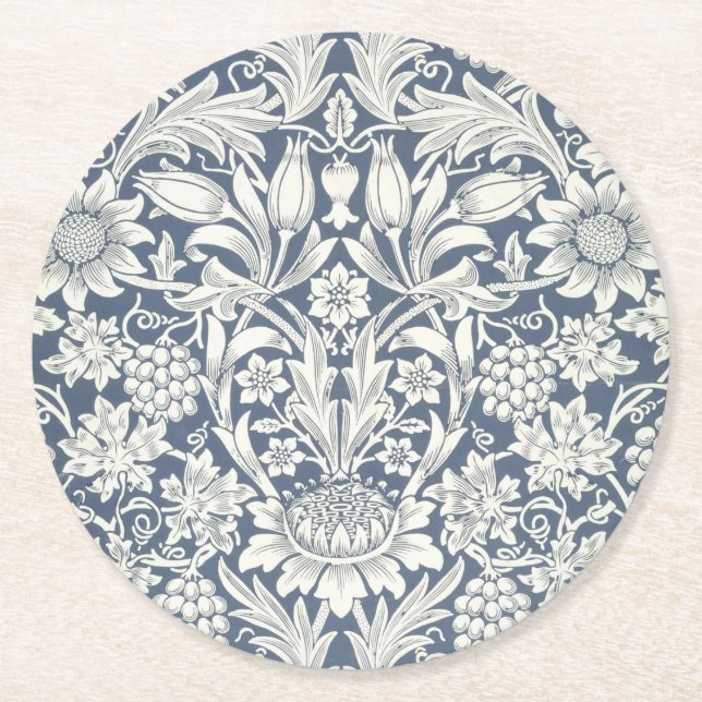 Sunflower Design (by William Morris) Paper Coaster (Front)