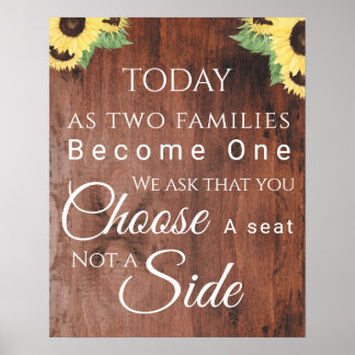 Sunflower design choose a seat not a side Poster