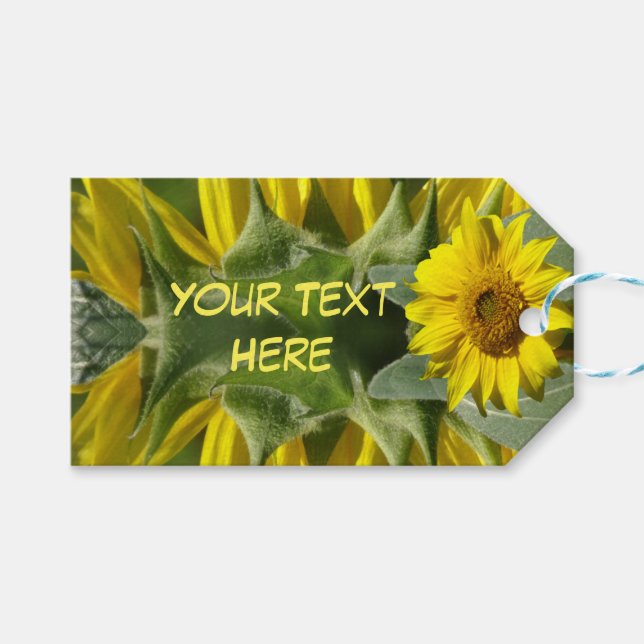 Sunflower Design Cust. Text Gift Tag (Front (Horizontal))