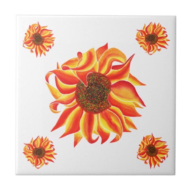 Sunflower design decorative tile (Front)