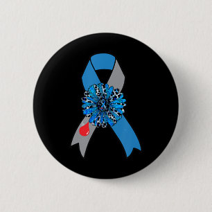 Sunflower Diabetes Awareness Blue Ribbon Supporter 6 Cm Round Badge