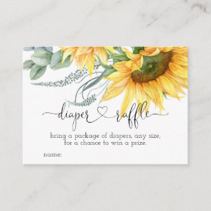 Sunflower Diaper Raffle for Baby Shower Enclosure Card